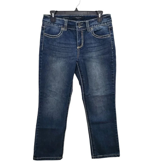 Nine‎ West Jeans Women's Date Night Fit Dark Wash Embellished Straight Leg 28/6 - Picture 1 of 5